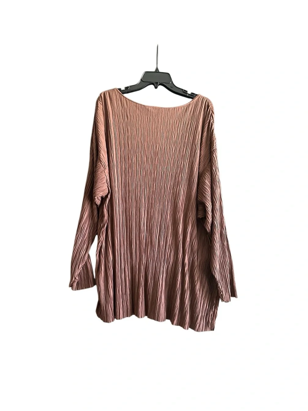 Honors Plus Pleated Long Sleeve Tunic Top - Brown. Size 18W